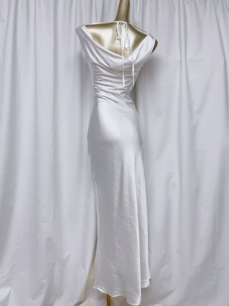Meshki Ashley Cowl Neck Lace And Satin Maxi Dress Ivory White Wedding Cocktail — image 6 of 8